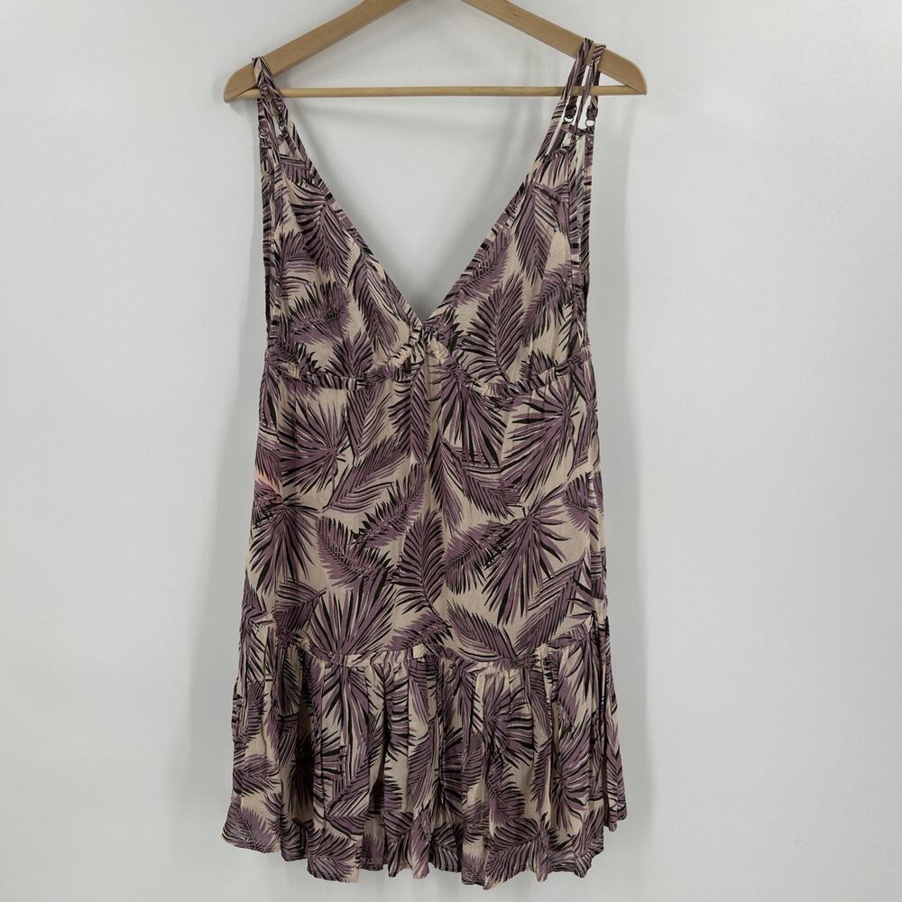 Maaji Anthropologie No Regrets Mini Dress Size L Swimsuit Coverup Lilac Tropical